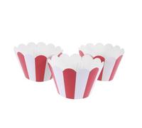HAPINARY 24pièces Caissettes à Cupcakes Rayées Rouges Papier Alimentaire pour Décoration Gâteau Anniversaire Mariage Fête
