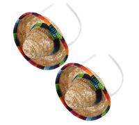 HAPINARY 2pcs Serrage-tête Mini Sombrero Mexicain en Paille, Accessoires de Fête Confortables pour Décor Taco et Carnaval, Style Coloré et Festif pour Adultes
