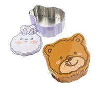 HAPINARY 2pièces Boîte Biscuits Métallique Festive Tôle Imprimée Ours Lapin Boîte Cookies Capacité Spacieuse Coffret Bonbons Offrir Pour Rangement Sucreries Et Petits Objets