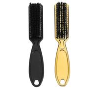 HAPINARY 2pièces Brosse à Cheveux Pour Salon Set De Nettoyeurs De Cheveux Nylon Pour Éliminer Poussière Brosse à Cou Et Oreilles Noir Et or