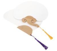 HAPINARY 2pièces Éventails Chinois Doubles Faces à Peindre Éventails à Main Vierges pour DIY Décoration Mariage et Scène Motifs Traditionnels Blancs Couleur Aléatoire