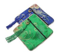 HAPINARY 2pièces Sacoche de Rangement Brodé pour Accessoires Guzheng et Pipa Pochette Zippée Légère pour Monnaie Médiators et Petits Objets Lot de Bleu et Vert Style Plusieurs styles