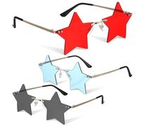 HAPINARY 3 Paires de Lunettes de Soleil Étoiles pour Femmes et Hommes, Monture en Alliage de Cuivre et Pc, Accessoires Décoratifs pour Fêtes du Nouvel An et Spectacles de Rue