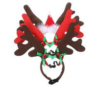 HAPINARY 3 Pièces Bandeau Cerf Lumineux pour Chien Accessoires de Noël pour Animaux Costume et Confortable avec Cornes de Renne Noeud Vert et Bonnet Rouge Décoration Festive pour et Photos