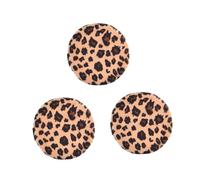 HAPINARY 3 Pièces Bouffante Ronde à Imprimé Léopard Bouffées Pour Pressé Poudre à Saupoudrer Avec Houppette Pour Femme Bouffée De Paillettes Mesdames Cosmétique Tissu De Flocage Leopard