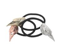 HAPINARY 3 Pièces Élastiques Cheveux Stretch Tête de Corbeau Nordique avec Motif Crâne Accessoires Punk Viking pour Sécurisées Fêtes et Usage Quotidien