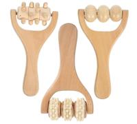 HAPINARY 3 Pièces Rouleau à Main De Massage Rouleau à Veaux Portatif Kit De Massage Corps Manuel Masser Les Tissus Profonds Jambe Tenue Dans La Main Masseur Facial Masseurs Beige Bois