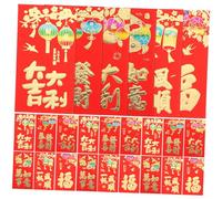 HAPINARY 30 Pièces Enveloppes Rouges Chinoises Traditionnelles pour An Poche à Papier Doux Motifs de Bénédiction pour Fête et Voeux
