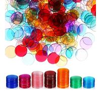 HAPINARY 300 Jetons de Bingo pour Jeu de Bingo et Enseignement Couleur Aléatoire Accessoires Indispensables Surface Lisse en Plastique Rond 300 Pièces pour Compter