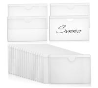 HAPINARY 36 Pièces Pochette Transparente Autocollante Pour Étiquettes Porte Cartes Index Auto Adhésif Pour Organisation De Bibliothèque Et Rayonnage