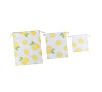 HAPINARY 3pièces Rangement Coton Et Lin avec Motif Citron Pochon avec Cordon De Serrage Capacité Importante Polyvalent pour Voyage Maquillage Et Cadeau De Grand Moyen Petit