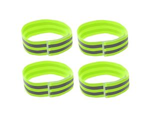 HAPINARY 4 Brassards Réfléchissants Verts Élastiques Bandes Réfléchissantes pour Course Nocturne et Sports, Design Lumineux Pratique et Décoratif, Lot de 4 Pièces