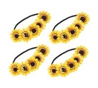 HAPINARY 4 Pièces Bandeau Fleur Artificielle Tournesol Elastique Couronne Femme Accessoire Cheveux pour Mariage Fête Halloween Noël