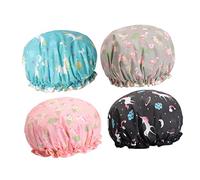 HAPINARY 4 pièces Bonnet de Imperméable Bonnet de Bain Élastique Double Couche Flamant Rose Grey Flamingo Bleu Accessoires de Pratiques et Réutilisables