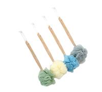 HAPINARY 4 pièces Brosse de Bain avec Long Manche Boule Nettoyante Douce pour Exfoliation Corps Dos Facile pour Peau et Propre