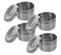 HAPINARY 4 Pièces Cotton Swab Storage Jars Stainless Steel Airtight Cotton Pad Organizer With Handle For Beauty Salon And Bathroom