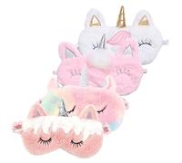 HAPINARY 4 pièces Masque de Nuit Peluche Unicorn Carton Masques Oculaires Multifonctionnels pour Voyage Bureau et Détente Couverture Lumineuse Confortable et Respirante