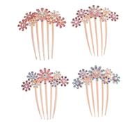 HAPINARY 4 Pièces Peigne à Cheveux Strass Accessoires Élégants pour Chignons Barrettes Décoratives Légères et Confortables Maintien Sûr pour Mariages et Occasions Formelles