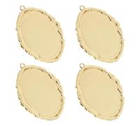 HAPINARY 4 pièces Pendentifs Ovales Baroques avec Cadre Sécurisé Supports pour Perles Accessoires pour Création de Bijoux DIY Base Dorée