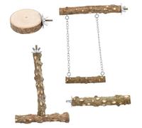 HAPINARY 4 Pièces Perchoirs Oiseaux Naturels Plateforme et Balançoire pour Perroquets Perchoirs Résistants pour Cages Accessoires pour Plusieurs Oiseaux Faciles à Installer