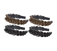 HAPINARY 4pièces Bandeau Tressé Avec Perruque Synthétique Accessoire De Cheveux Naturel