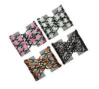 HAPINARY 4pièces Peigne à Cheveux Double Avec Perles Colorées Accessoires Élastiques Pour Variées Style Aléatoire