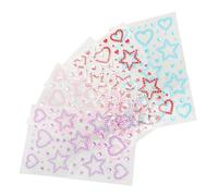 HAPINARY 5 Feuilles Autocollants Pierre de verre Auto-adhésifs Forme de Cœur et Étoile pour Visage et Corps Rave Accessoires Maquillage Doux pour Peau pour Festivals et Fêtes Saint-valentin