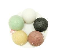 HAPINARY 5 pièces Éponge Nettoyante Visage Naturelle Douce et Anti-impuretés pour Grasses et Acnéiques Jaune Crème Rouge Volcan