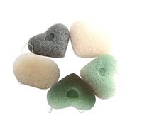 HAPINARY 5pièces Éponge Visage Nettoyante Douce Éponge Pour Visage Multi-couleur Cœur Sans Microbilles Plastiques