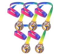 HAPINARY 5pièces Lot de Médailles de Volleyball Bronze Alliage de Zinc avec Rubans pour Garçon Fille Récompenses Durables pour Compétition Trophées Participation Équipe et Cérémonie