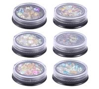 HAPINARY 6 Boîtes de Cristaux en Résine pour Nail Art, Accessoires Manucure DIY Élégants, Formes Variées, Adaptés aux Ongles Naturels et Artificiels, Usage à Domicile Style Plusieurs styles
