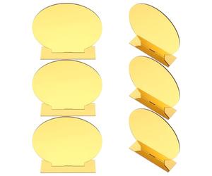 HAPINARY 6 Ensembles Panneau Acrylique Vierge, Lot de Sets, Or | Stable sur Table, Décor Élégant, Surface Lisse, Usage Mariage et Conférence, pour Noms D'invités