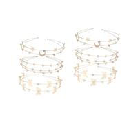 HAPINARY 6 Pièces bandeau étoile lune scrunchies hair band hair toppers accessoire fete verre cerceau de cheveux double couche Coiffes à thème décor bandeaux en strass bandeau de mode Métal