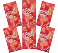 HAPINARY 6 Pièces Enveloppes Rouges Chinoises Traditionnelles Hong Bao pour Nouvel An Année Du Dragon Pochettes Chanceuses à Motif Dragon pour Mariage et Anniversaire Style Chinois Festif