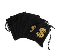 HAPINARY 6 Pièces Lot de 6 Pochettes en Toile Noire 16X12 CM à Cordon, Paquet de Rangement Pirate pour Pièces, Bijoux et Petits Présents, Organisateur Portable d'Argenté et Pochettes de Jeu