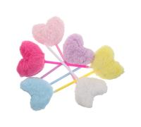 HAPINARY 6 Pièces Lot de Stylos à Bille Pompon Doux pour Filles Stylos Cœur Colorés Rose Bleu Jaune Blanc Fournitures Scolaires Mignonnes Cadeau Saint-valentin Noël Anniversaire