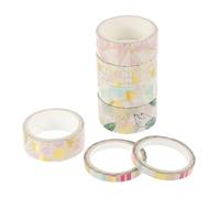 HAPINARY 7 Rouleaux Ruban Washi Géométrique à Motif Doré Papier Wasli Facile à Déchirer pour Scrapbooking DIY Journal Planner Sticker Roll