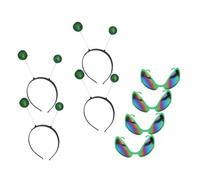 HAPINARY 8 Ensembles lunettes bandeau ensemble décor lunettes de soleil antenne martienne lunettes de déguisement headband lunettes soiree Coiffe de fête Cerceaux de cheveux Plastique Green