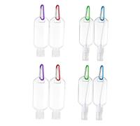 HAPINARY 8 pièces Lot de Bouteilles de Voyage Transparentes Petg avec Mousqueton Flacons Spray et Flip-top Réutilisables pour Gel Mains Cosmétiques et Liquides Compactes Couleur Aléatoire
