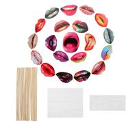 HAPINARY Accessoires pour Photobooth 1 Set Lèvres Drôles en Plastique et Bois Décoration Amusante et Expressions Faciales Vives pour Fête et Graduation