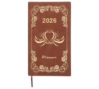 HAPINARY Agenda A6 2026 - Carnet de notes hebdomadaire et mensuel - Mini bloc-notes portable pour voyages, itinéraires et carnets d'aventures - Fournitures scolaires et de bureau - Marron
