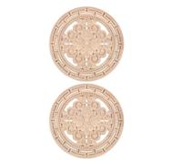 HAPINARY Appliques en Bois Sculpté Vintage 2pcs pour Décoration Maison Intérieur, Détails Faits Main, Motif Floral Incrusté, pour Murs et Têtes de Lit
