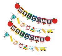 HAPINARY articles de fête de rentrée scolaire, banderole félicitations en papier 4pcs, impression claire, décorations de t fenêtres pour le premier jour école