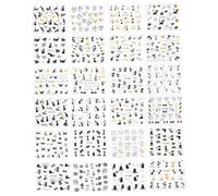 HAPINARY Autocollants pour Ongles 3d Simulation 16 Pcs Petit Format Auto-adhésifs Femmes Filles Nail Art Motif Chat Noir Or Décorations Manucure Style Aléatoire
