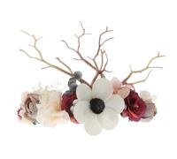 HAPINARY Bandeau Vintage à Fleurs Artificielles Branches de Bois et Cornes de Cerf, Couronne de Roses et Gypsophile pour Mariage, Facile à Porter et Maintien Assuré