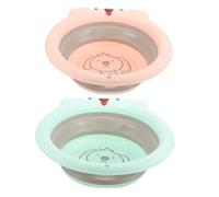 HAPINARY Bassine Pliante pour Tout-petit 2 Pièces en Silicone et Pp Légère et Portable, Lavabo Bébé Cartoon pour Camping et Usage Quotidien