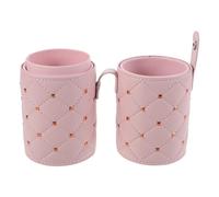 HAPINARY Boîte Porte-pinceaux de Maquillage Résistant à l'usure en Cuir PU avec Couvercle Anti-poussière, Rivet Décoratif Rangement Pratique au Travail Voyage
