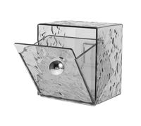 HAPINARY Boîte Rangement Coton Tige Mural avec Couvercle Rabattable Organisateur Maquillage Translucide Gris pour Pinceaux et Accessoires Cosmétiques Gain de Place Salle de Bain