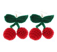 HAPINARY Boucles D'oreilles Pendantes Décoration Originale et Créative Cerises en Laine Tricotée 1 Paire pour Femmes et Filles pour Fêtes et Rassemblements
