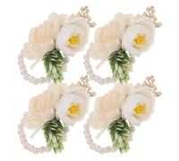 HAPINARY Bracelets de Poignet Blancs en Tulle et Métal, Lot de 4pcs, Corsages de Mariage Élégants et Délicats, Conçus pour Demoiselles d’Honneur et Mariée, Adaptés aux Scènes Wedding et